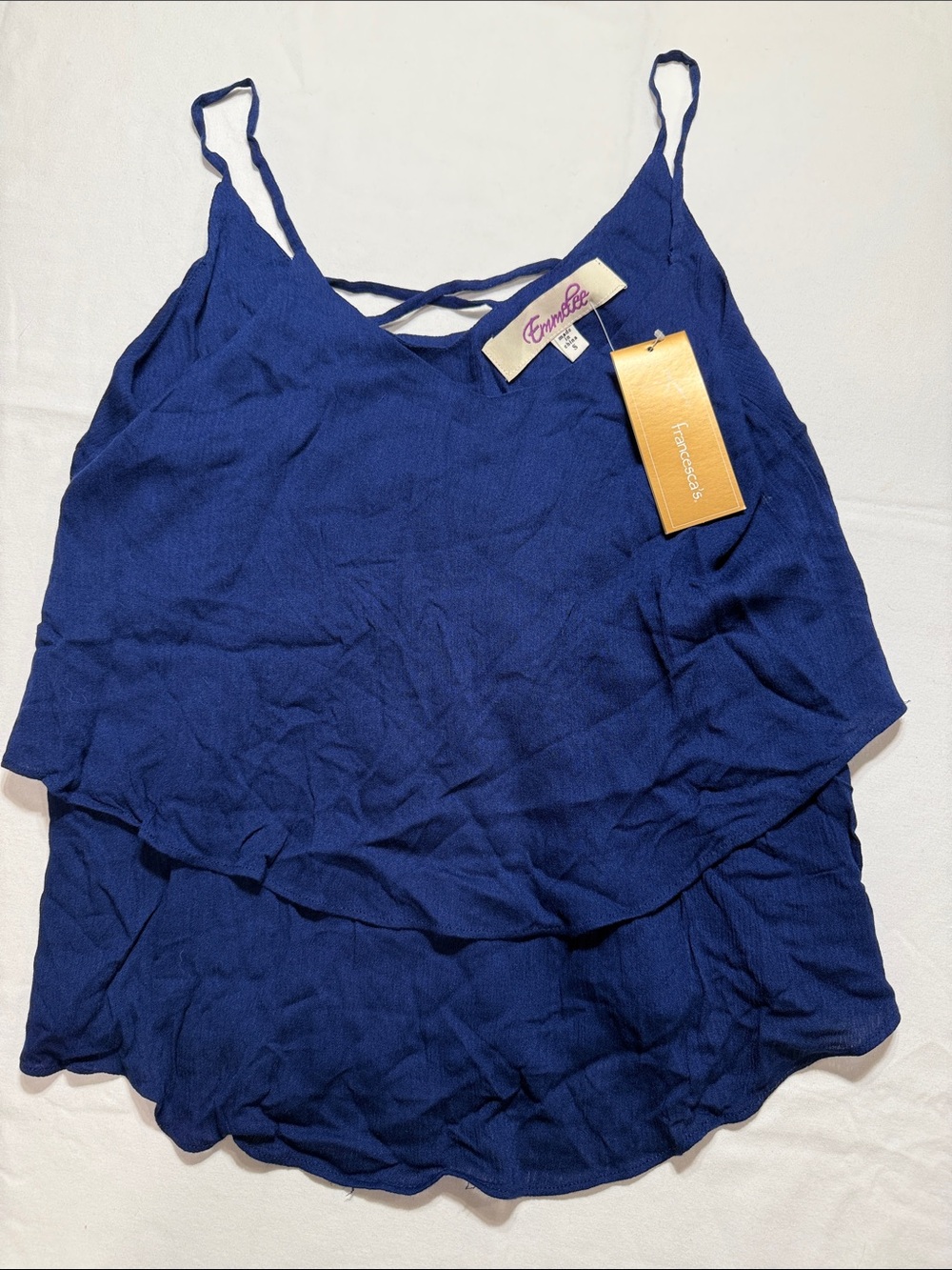 Francesca's Collections Navy Blue Double-Layer Scalloped Cami